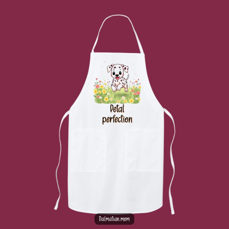 Funny Kawaii Dalmatian Flower Apron - Kitchen Fun for Dog Lovers