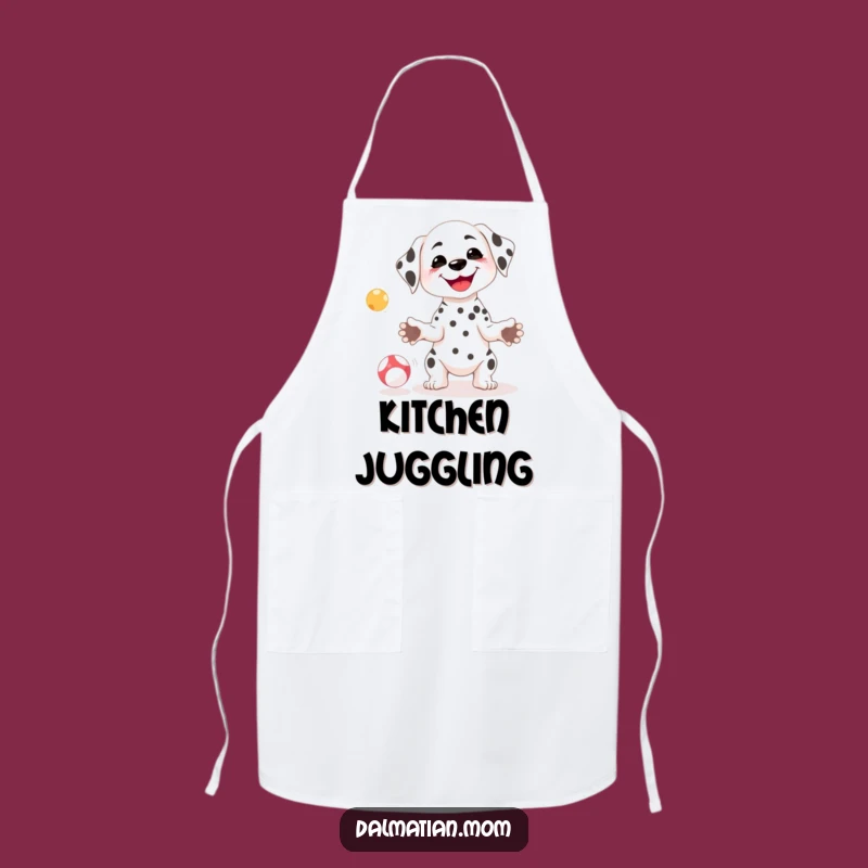 Funny Kawaii Dalmatian Juggling Apron - Kitchen Fun for Dog Lovers