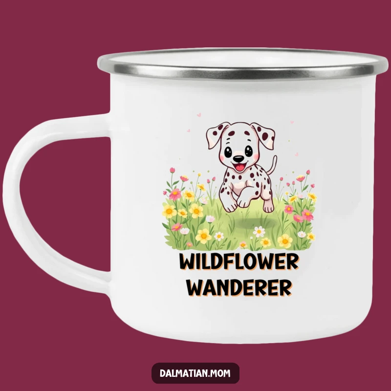 Funny Kawaii Dalmatian Flower Camping Mug - Durable Outdoor Gift for Dog Fans