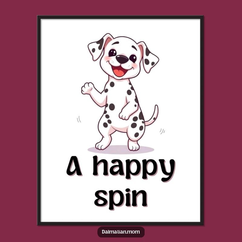 Funny Kawaii Dalmatian Spin Digital Art: Instant Cute Dog Download