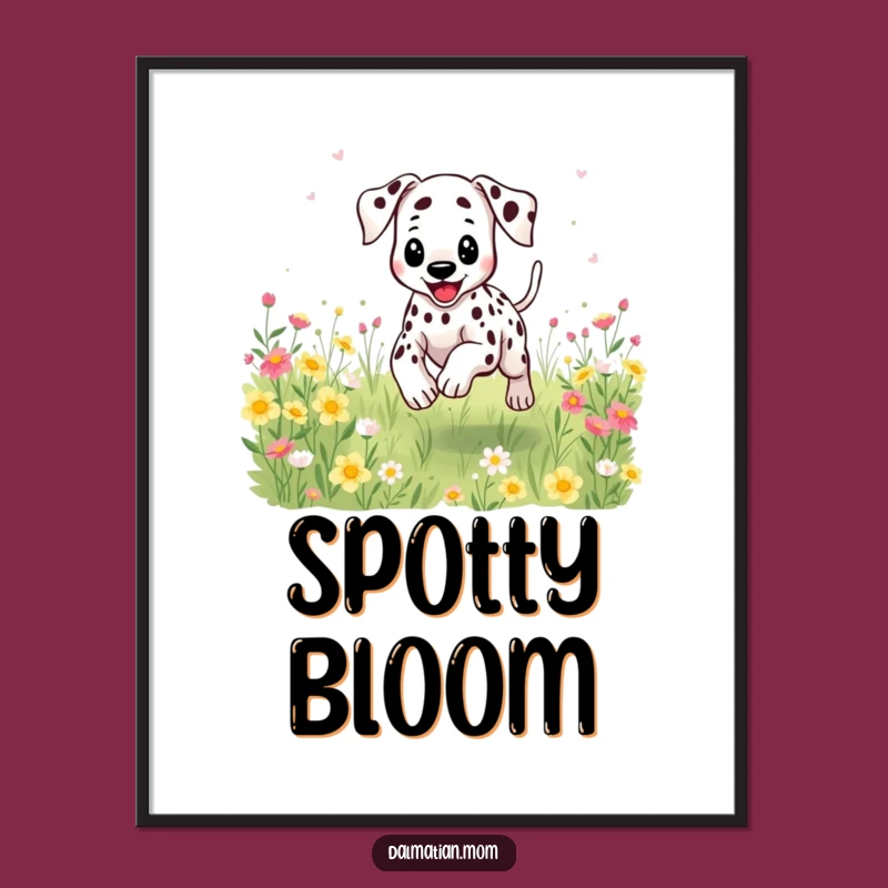 Funny Kawaii Dalmatian Flower Digital Art - Instant Download for Dog Lovers