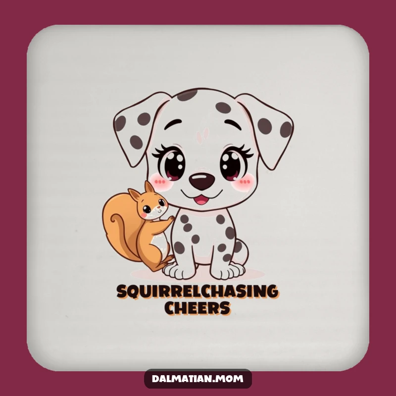 Funny Kawaii Dalmatian Squirrel Coaster: Protect Surfaces with Cute Dog Excitement