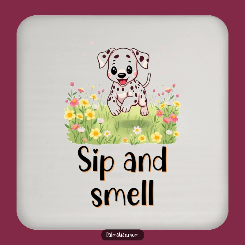 Funny Kawaii Dalmatian Flower Drink Coaster - Protect Surfaces with Charm