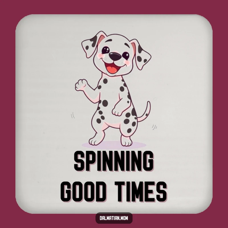 Funny Kawaii Dalmatian Spin Coaster: Protect Surfaces with Cute Dog Silliness