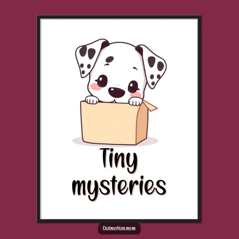 Funny Kawaii Dalmatian Peeking Box Poster: Adorable Dog Art Print!