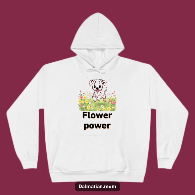 Cozy Funny Kawaii Dalmatian Flower Hoodie - Warm Gift for Dog Fans