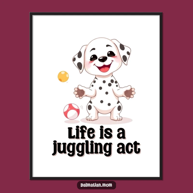 Funny Free Printable Dalmatian Wall Art: Juggling Pup Decor, Downloadable Art