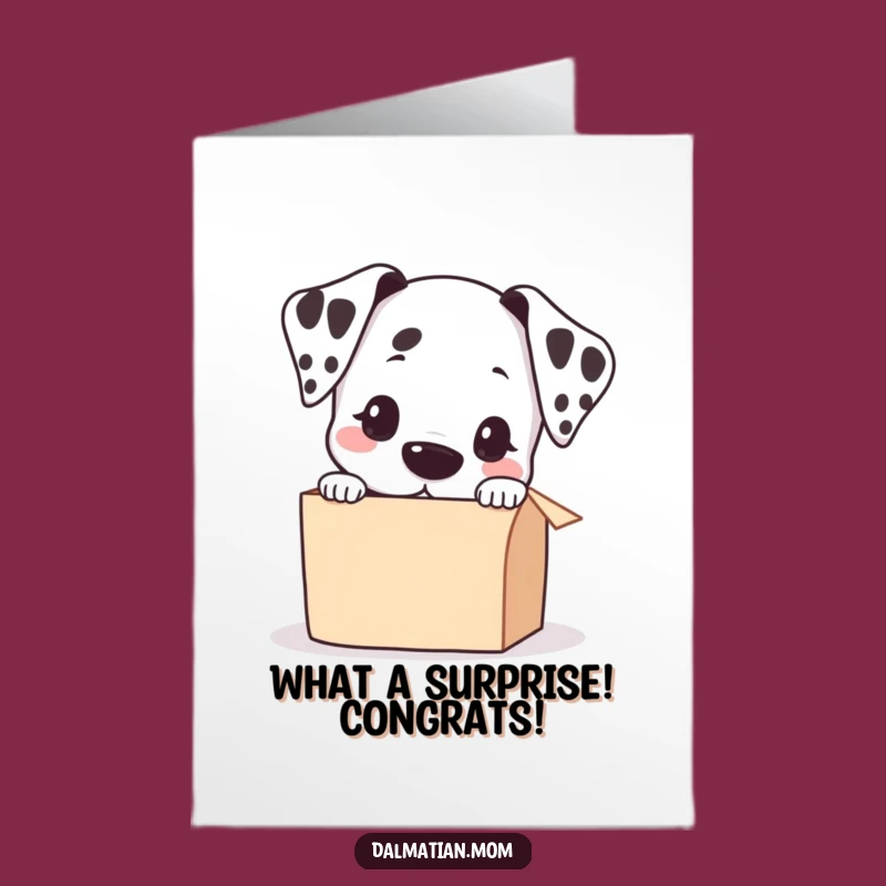 Kawaii Dalmatian Congrats Card Free Printable: Funny Dog Box Surprise Celebration Download